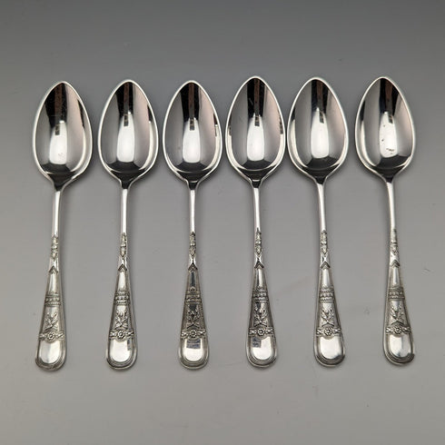 Around 1900 British Antique Silver Plated Teaspoon Set of 6 Daniel & Arter